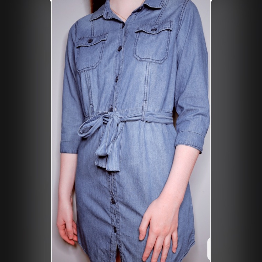 Ci Sono Denim Button-Down Dress